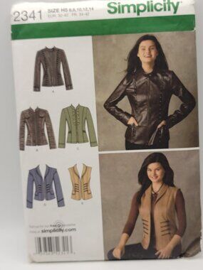 Simplicity 2341 Misses Jackets Vests Sewing Pattern Sz 6,8,10,12,14
